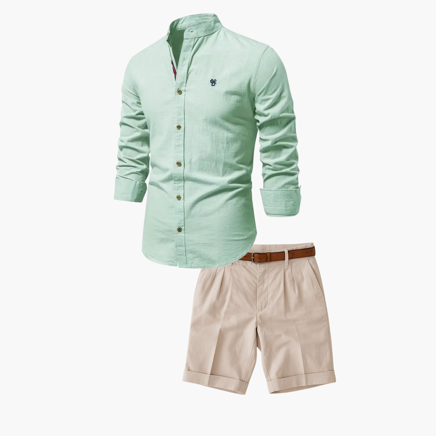 Ensemble homme chemise col mao et short