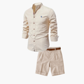 Ensemble homme chemise col mao et short