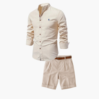 Ensemble homme chemise col mao et short