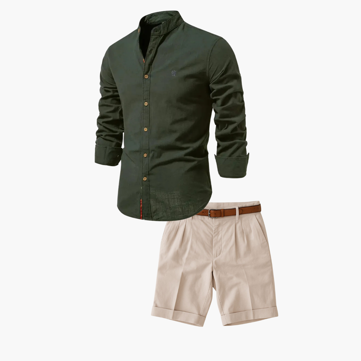 Ensemble homme chemise col mao et short