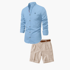 Ensemble homme chemise col mao et short