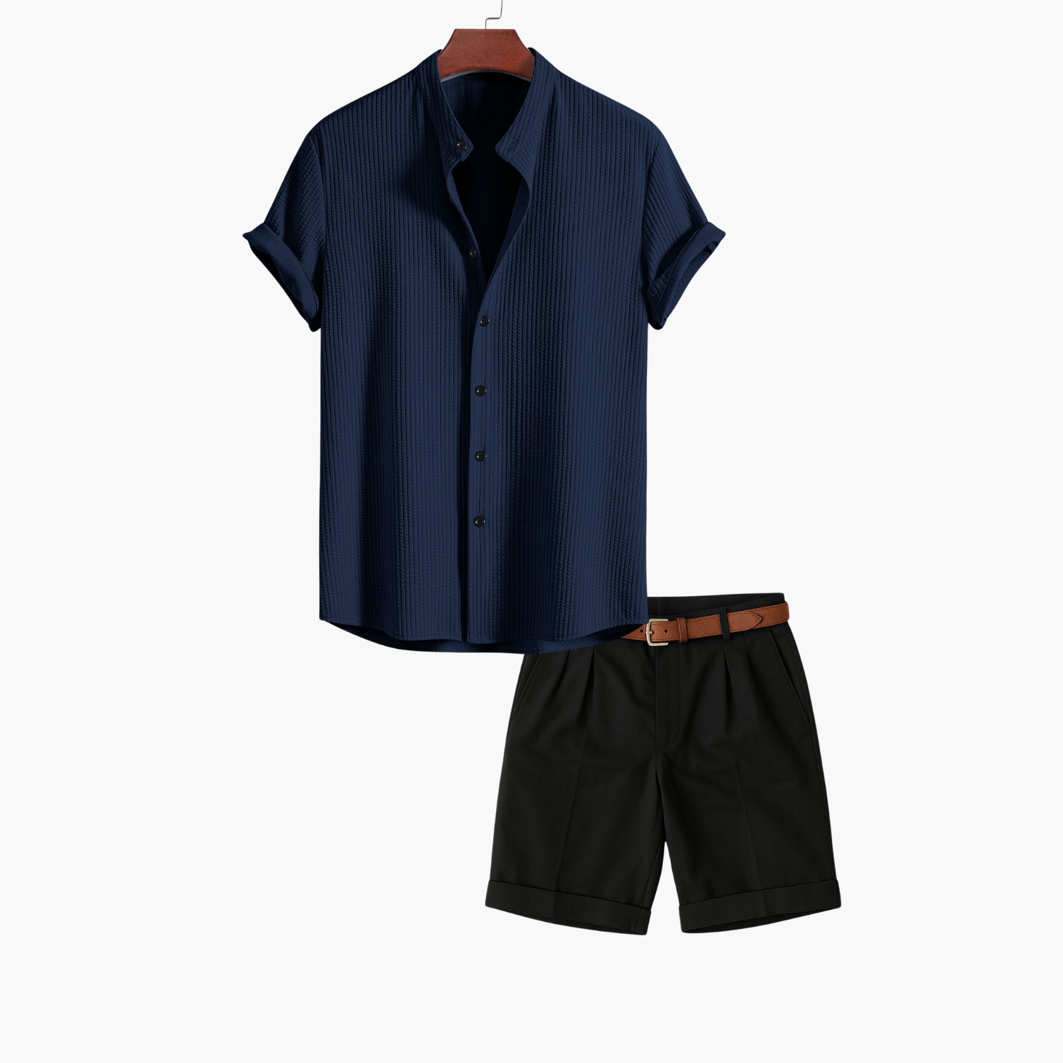 Ensemble homme chemise col montant et short