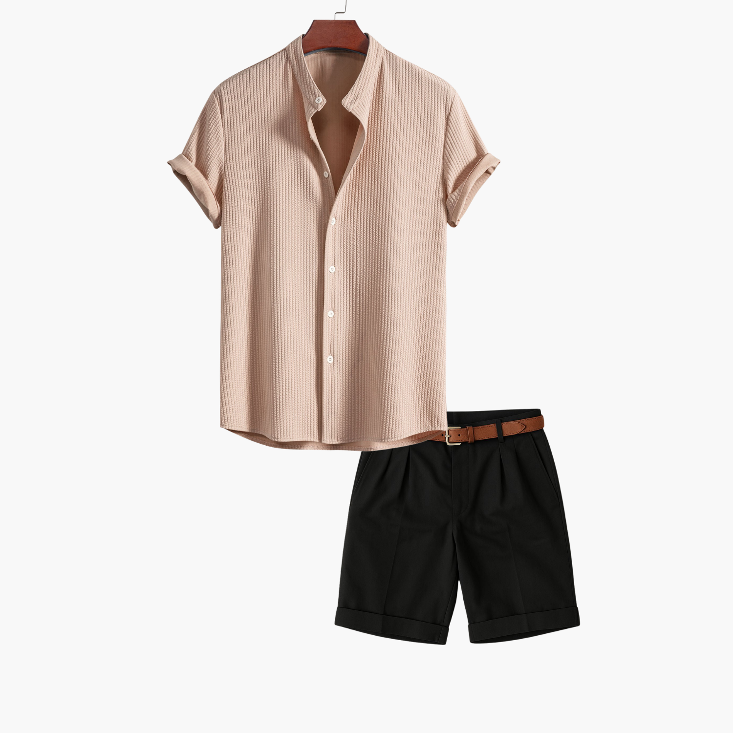 Ensemble homme chemise col montant et short