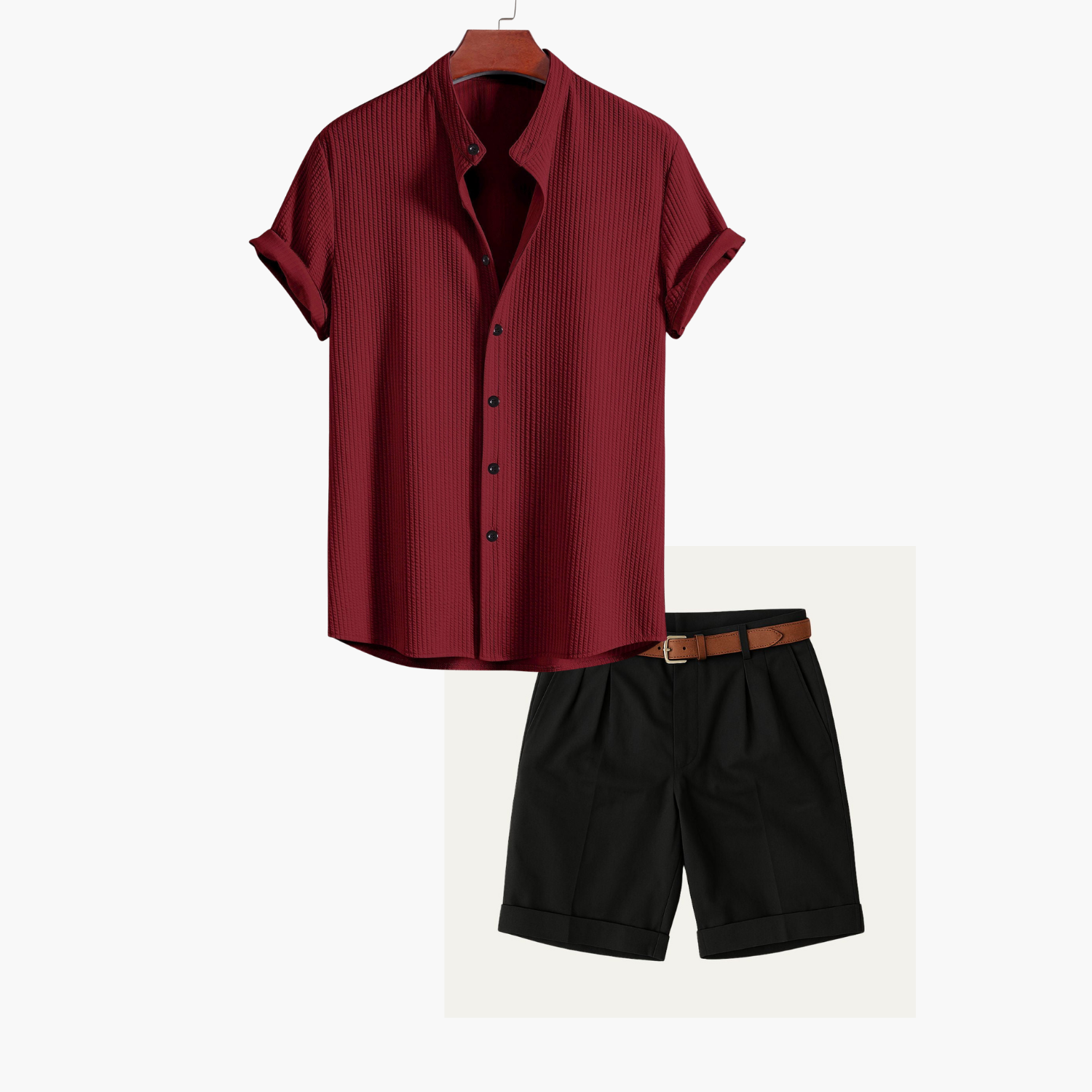 Ensemble homme chemise col montant et short