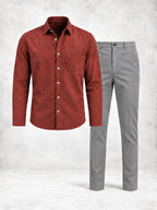 Ensemble homme chemise manches longues et pantalon droit