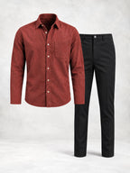 Ensemble homme chemise manches longues et pantalon droit