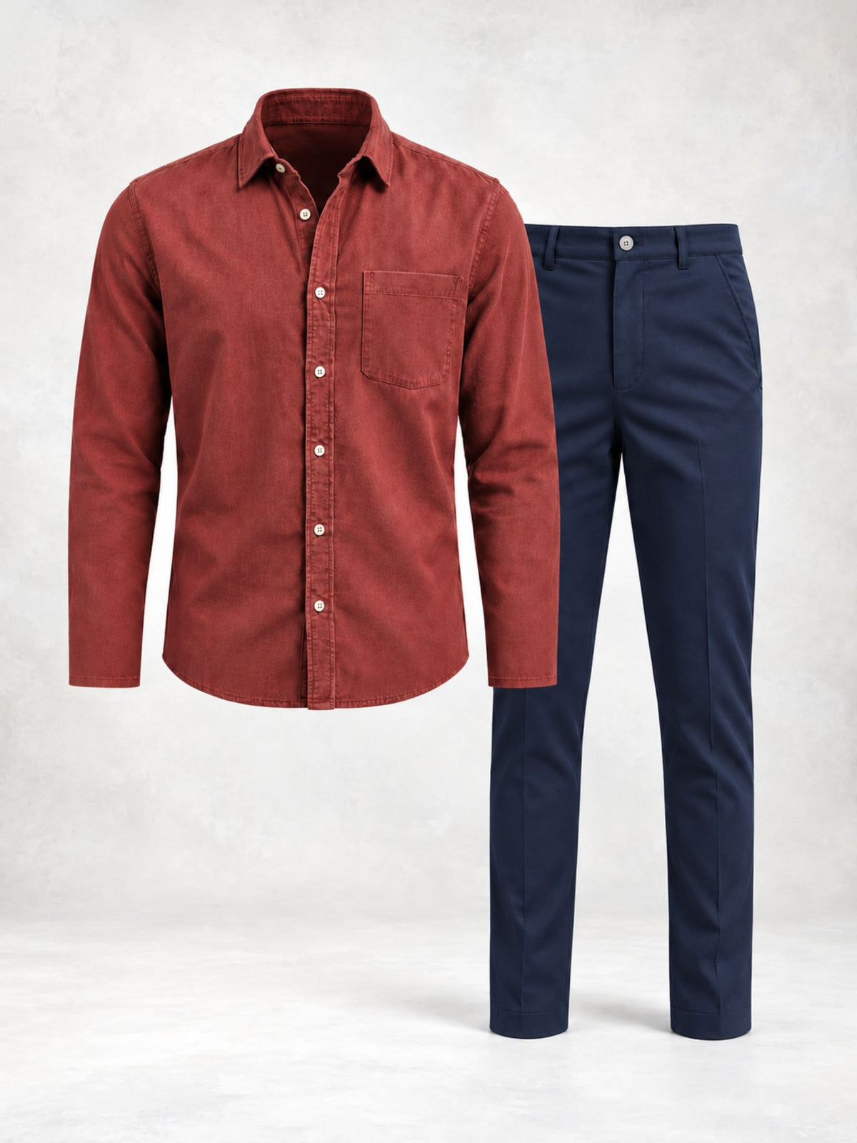Ensemble homme chemise manches longues et pantalon droit