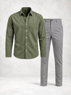 Ensemble homme chemise manches longues et pantalon droit