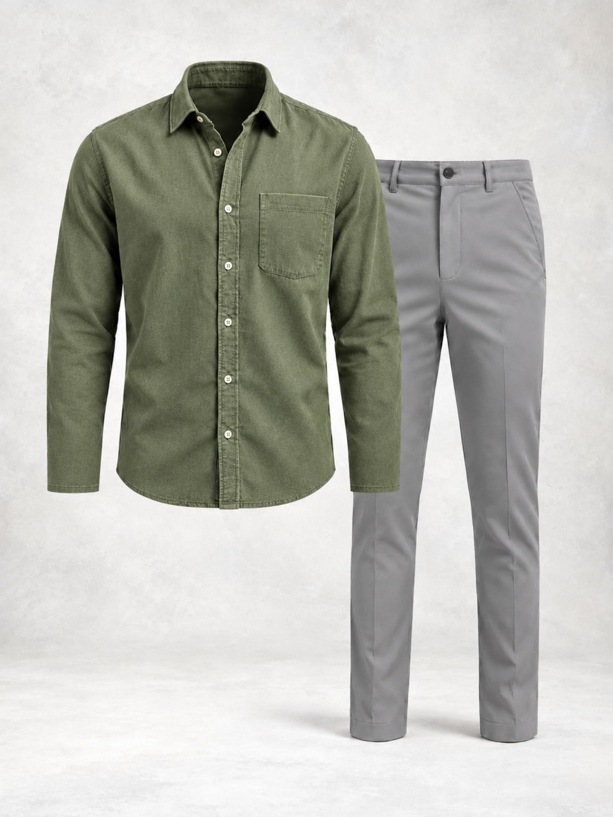 Ensemble homme chemise manches longues et pantalon droit