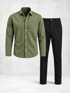 Ensemble homme chemise manches longues et pantalon droit