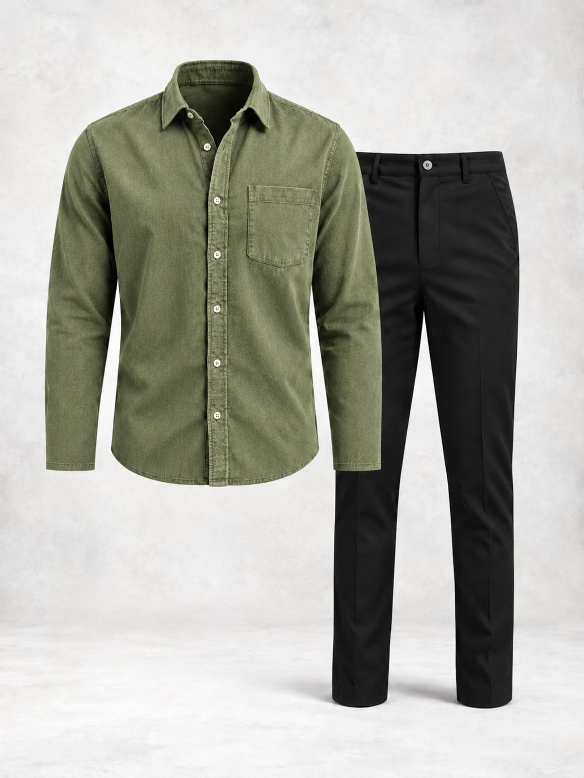 Ensemble homme chemise manches longues et pantalon droit