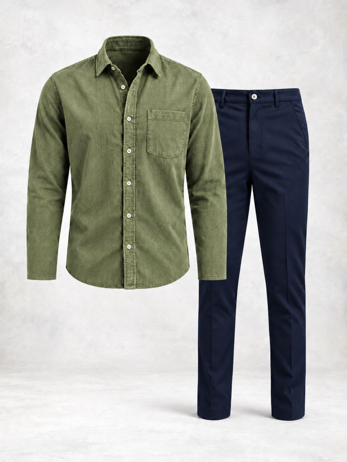 Ensemble homme chemise manches longues et pantalon droit