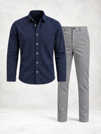 Ensemble homme chemise manches longues et pantalon droit