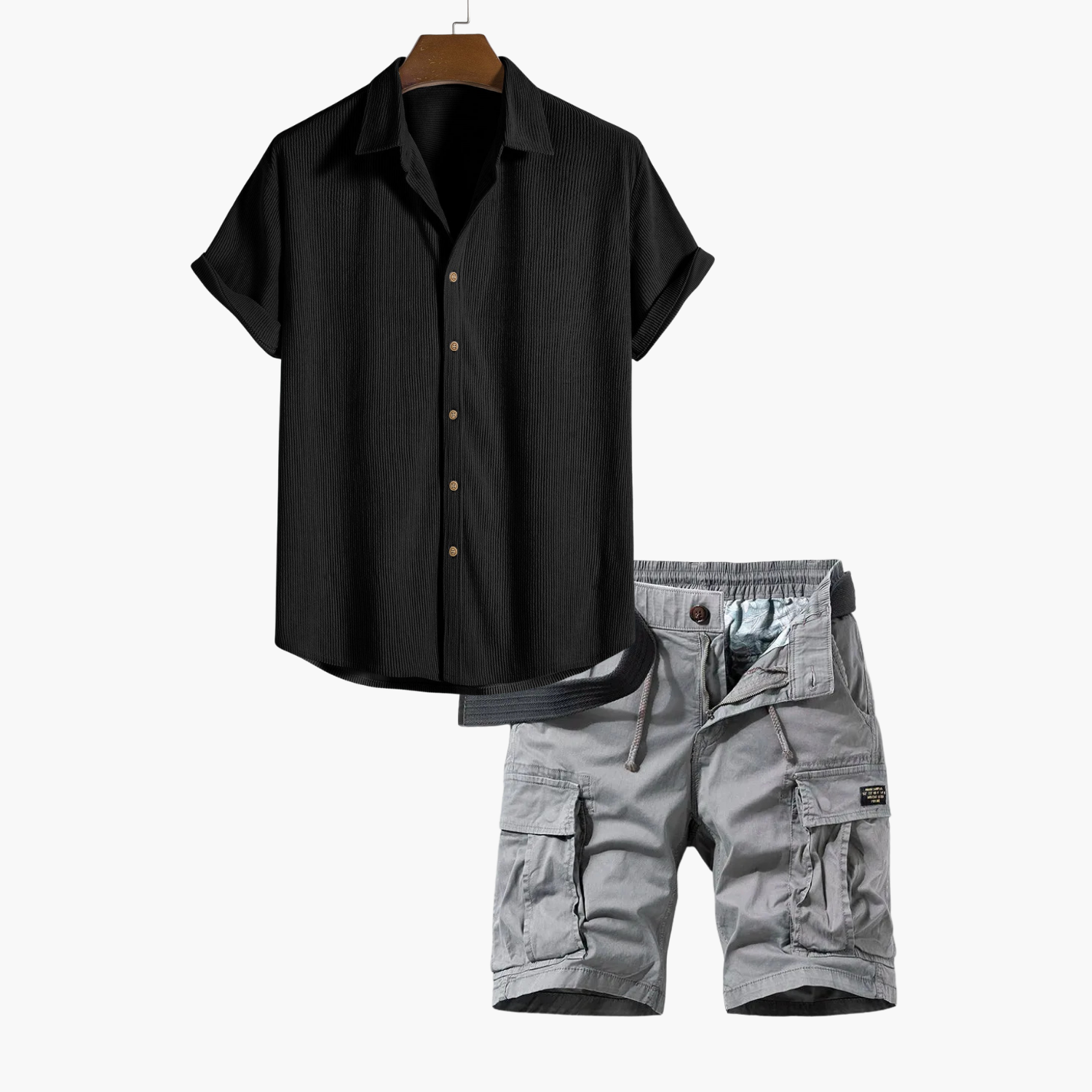 Ensemble homme chemise rayée cargo
