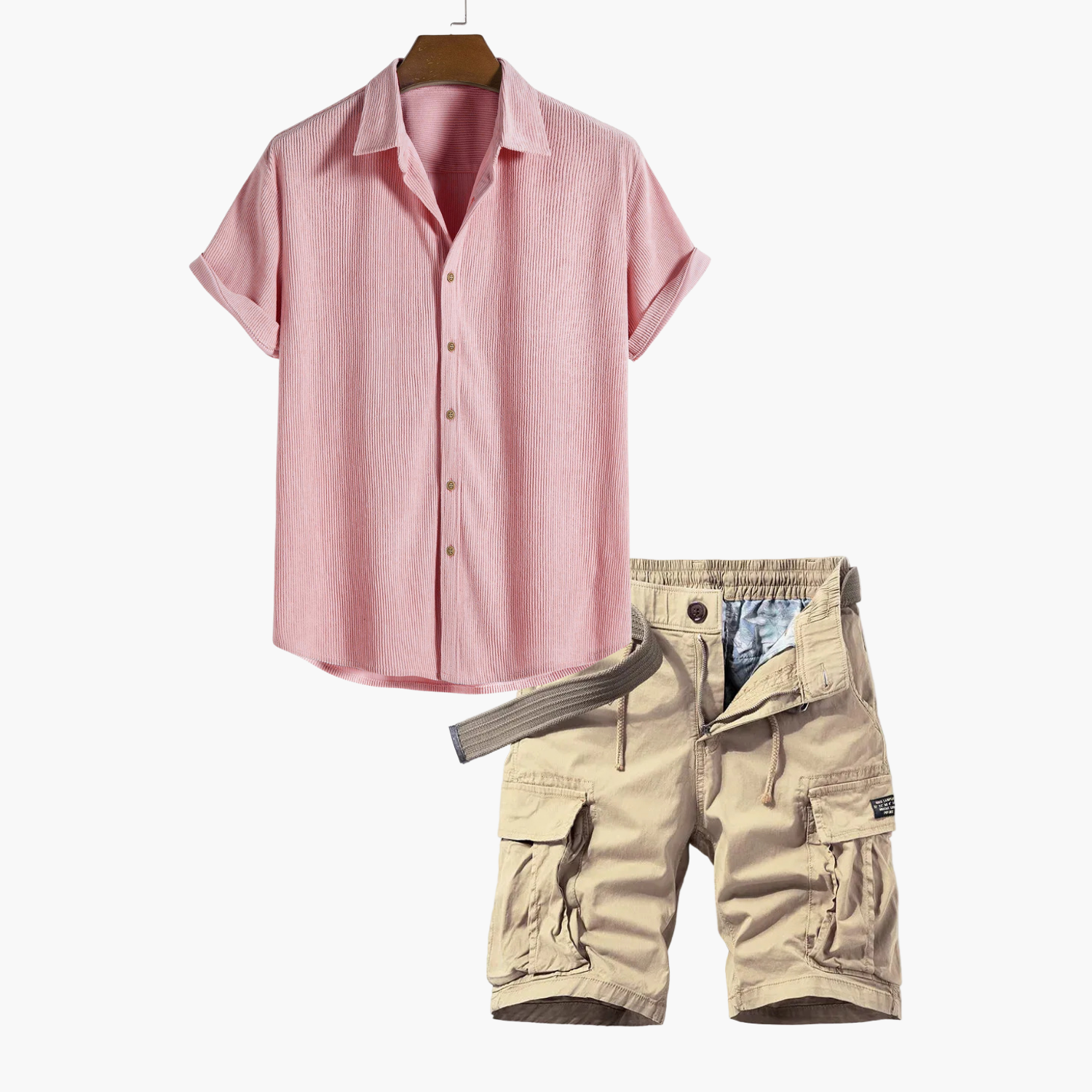 Ensemble homme chemise rayée et cargo
