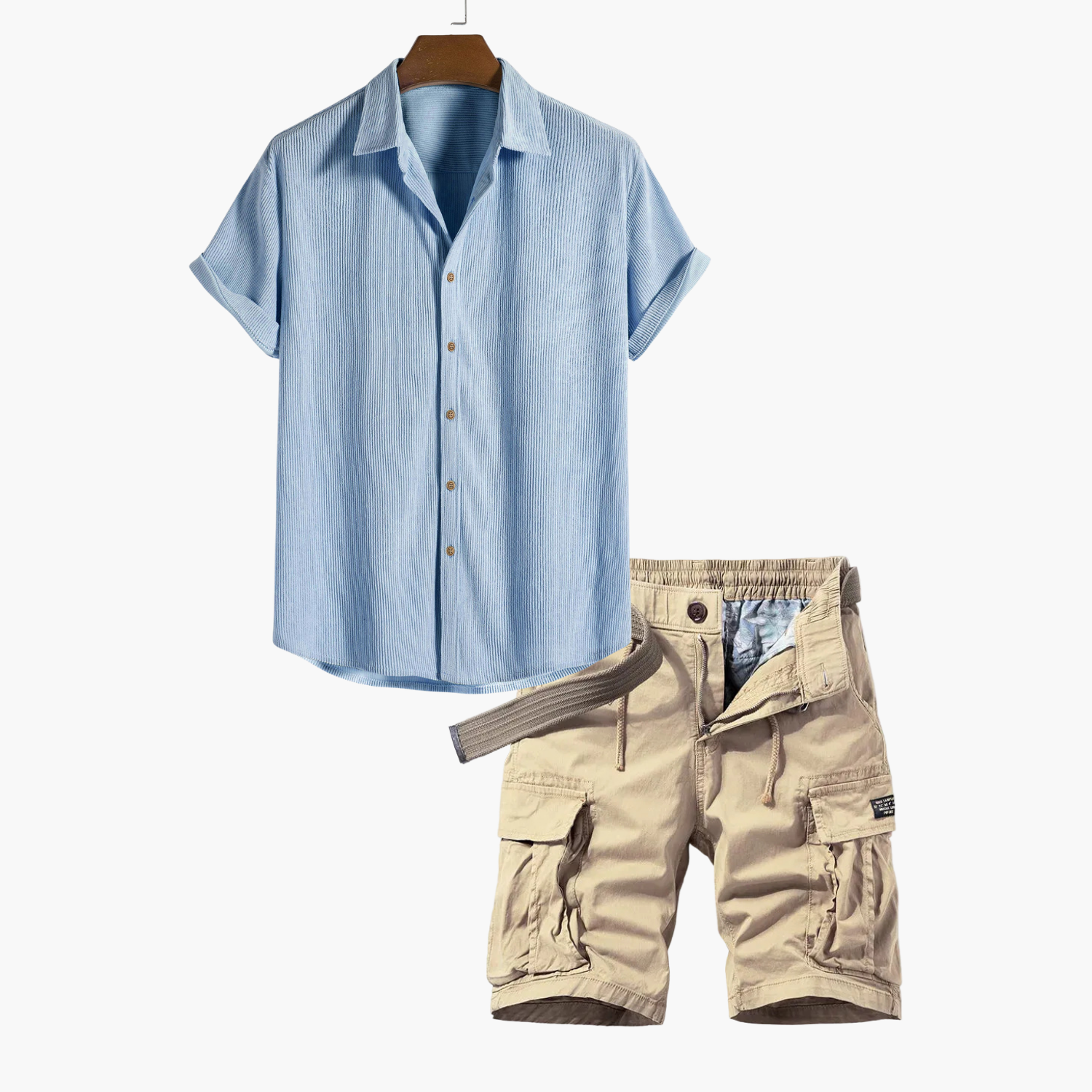 Ensemble homme chemise rayée et cargo