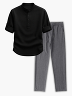 Ensemble homme col mao boutonné