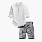 Ensemble homme col mao cargo