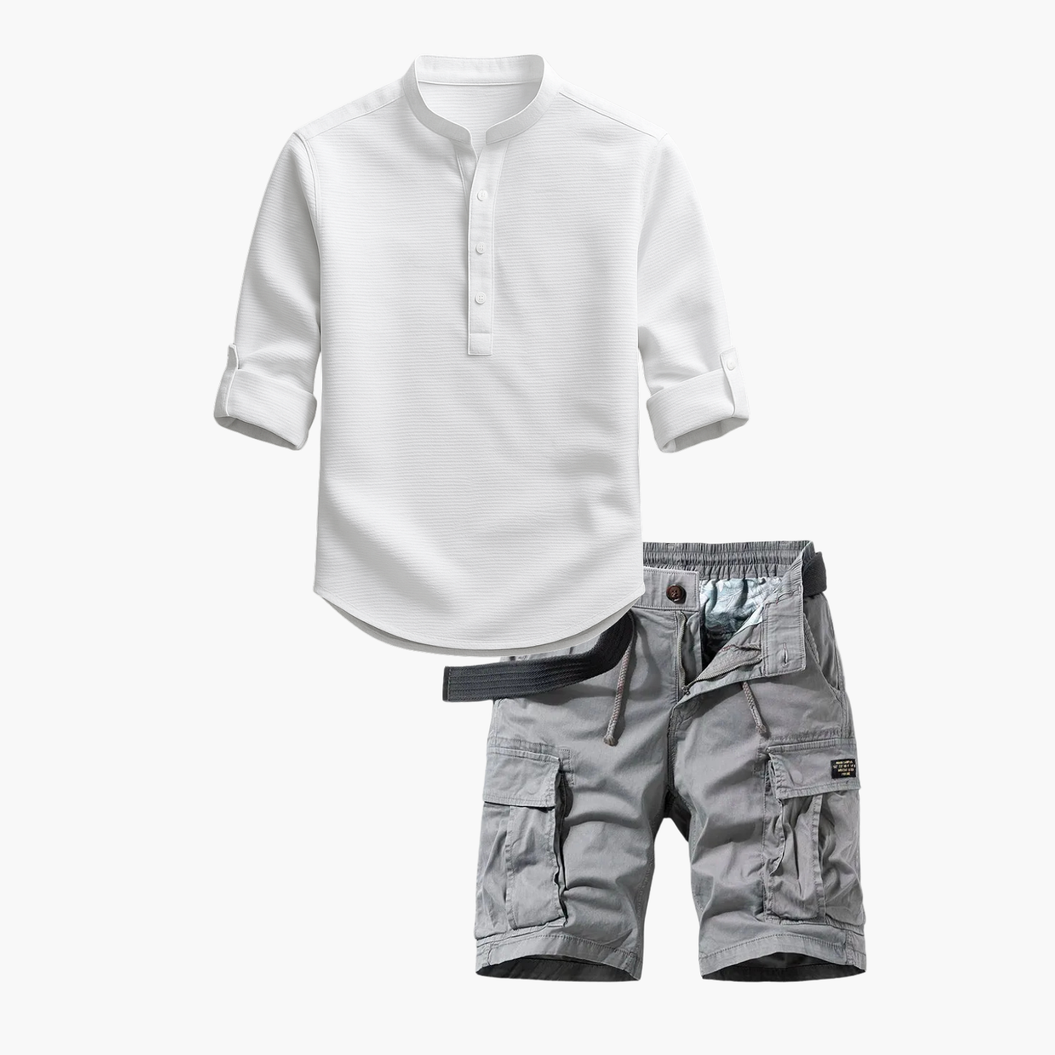 Ensemble homme col mao cargo