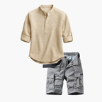 Ensemble homme col mao cargo