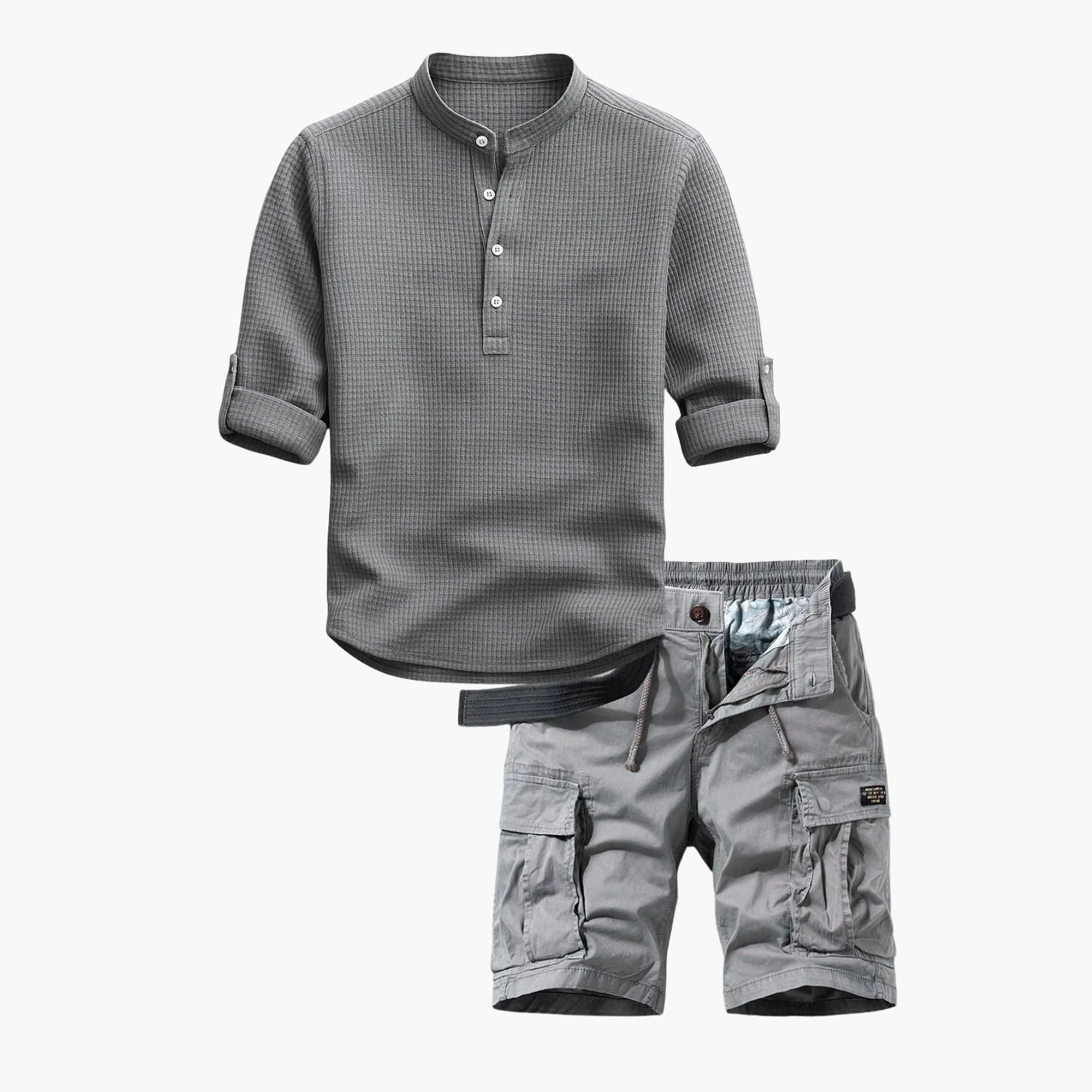 Ensemble homme col mao cargo