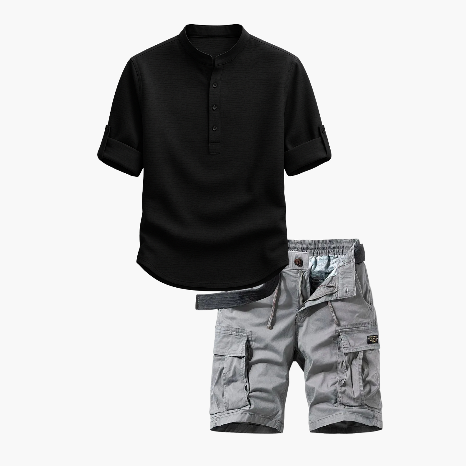 Ensemble homme col mao cargo