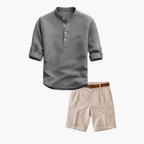 Ensemble homme col mao et short