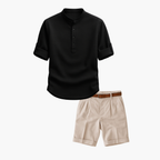 Ensemble homme col mao et short