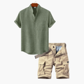 Ensemble homme col mao et short cargo