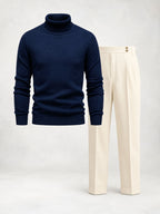 Ensemble homme maille col roulé pantalon à pinces