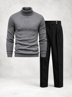 Ensemble homme maille col roulé pantalon à pinces