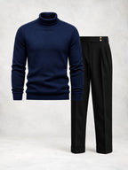Ensemble homme maille col roulé pantalon à pinces