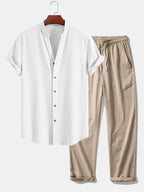 Ensemble homme chemise col mao