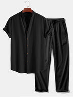 Ensemble homme chemise col mao
