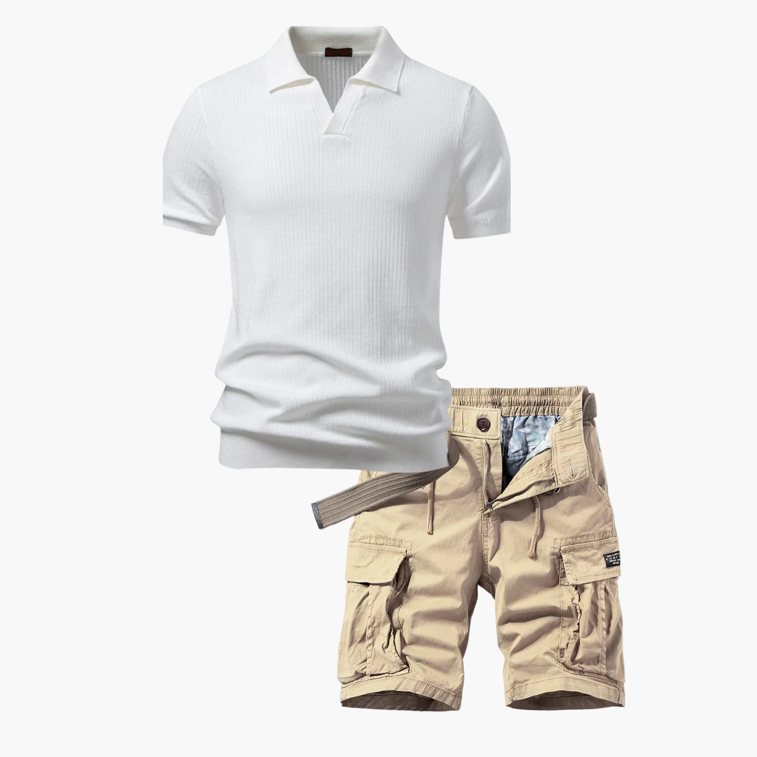 Ensemble homme polo à côtes et cargo