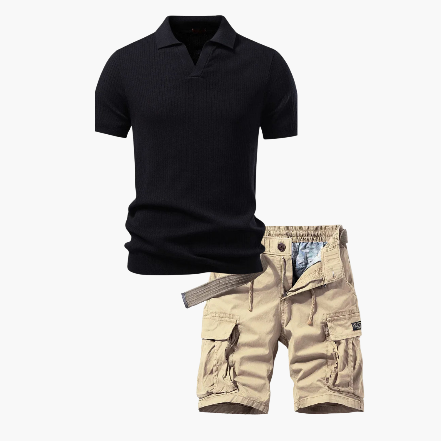 Ensemble homme polo à côtes et cargo