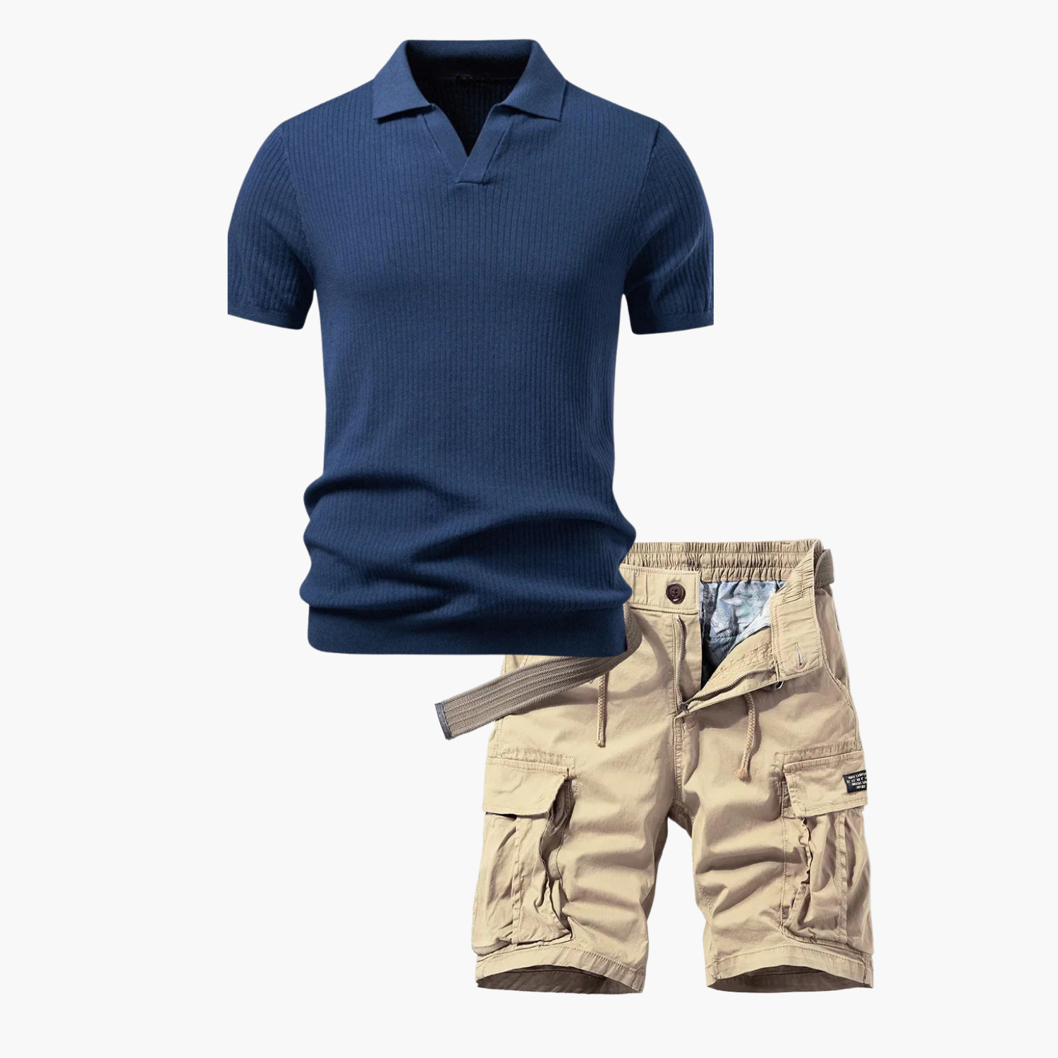 Ensemble homme polo à côtes et cargo
