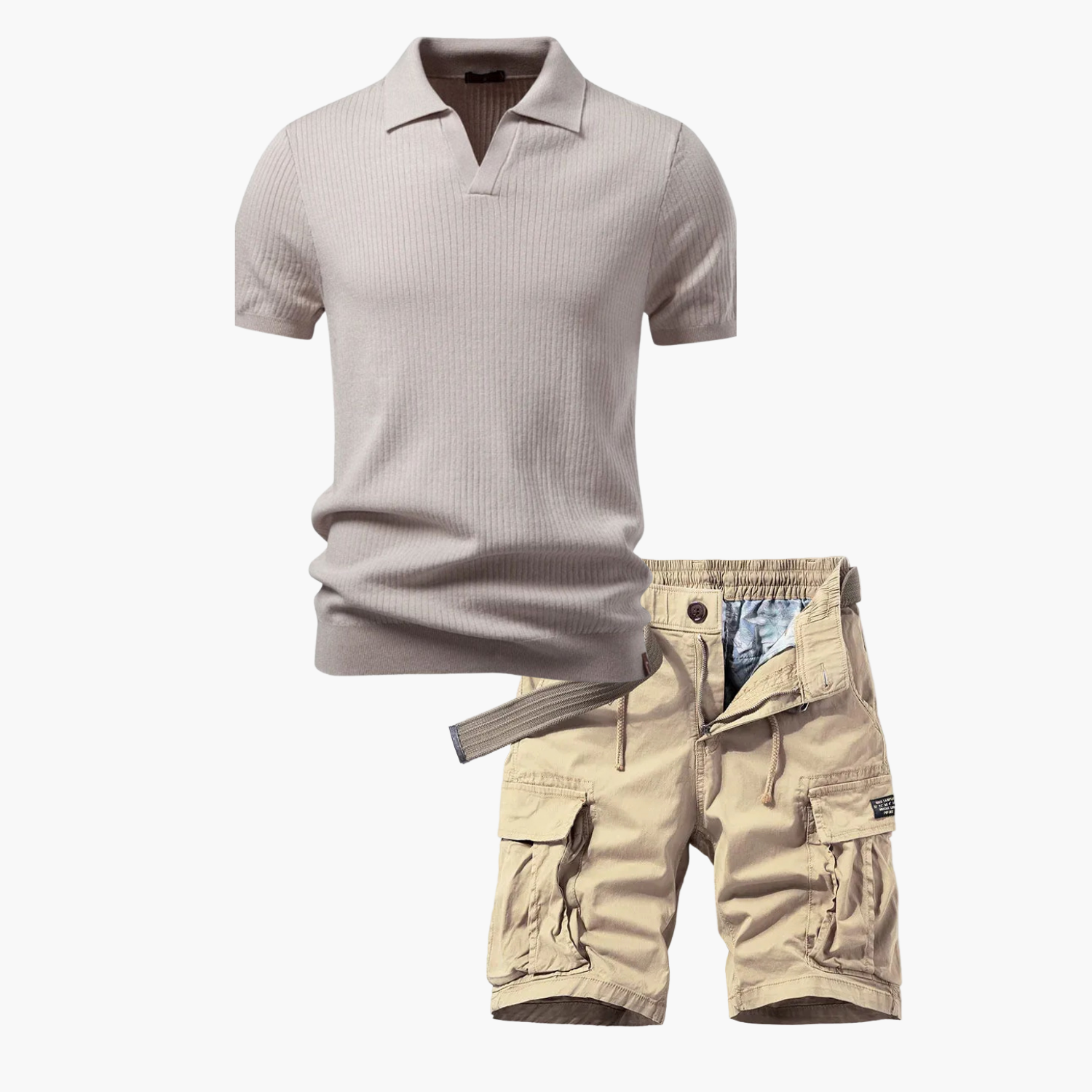 Ensemble homme polo à côtes et cargo