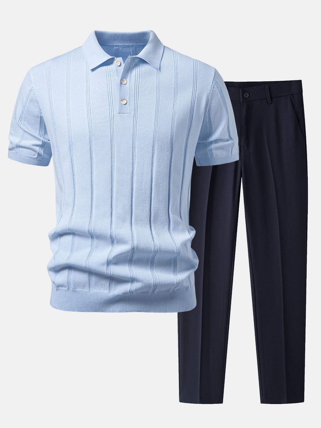 Ensemble homme polo en maille et pantalon