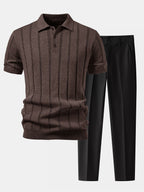 Ensemble homme polo en maille et pantalon
