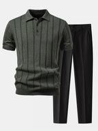 Ensemble homme polo en maille et pantalon