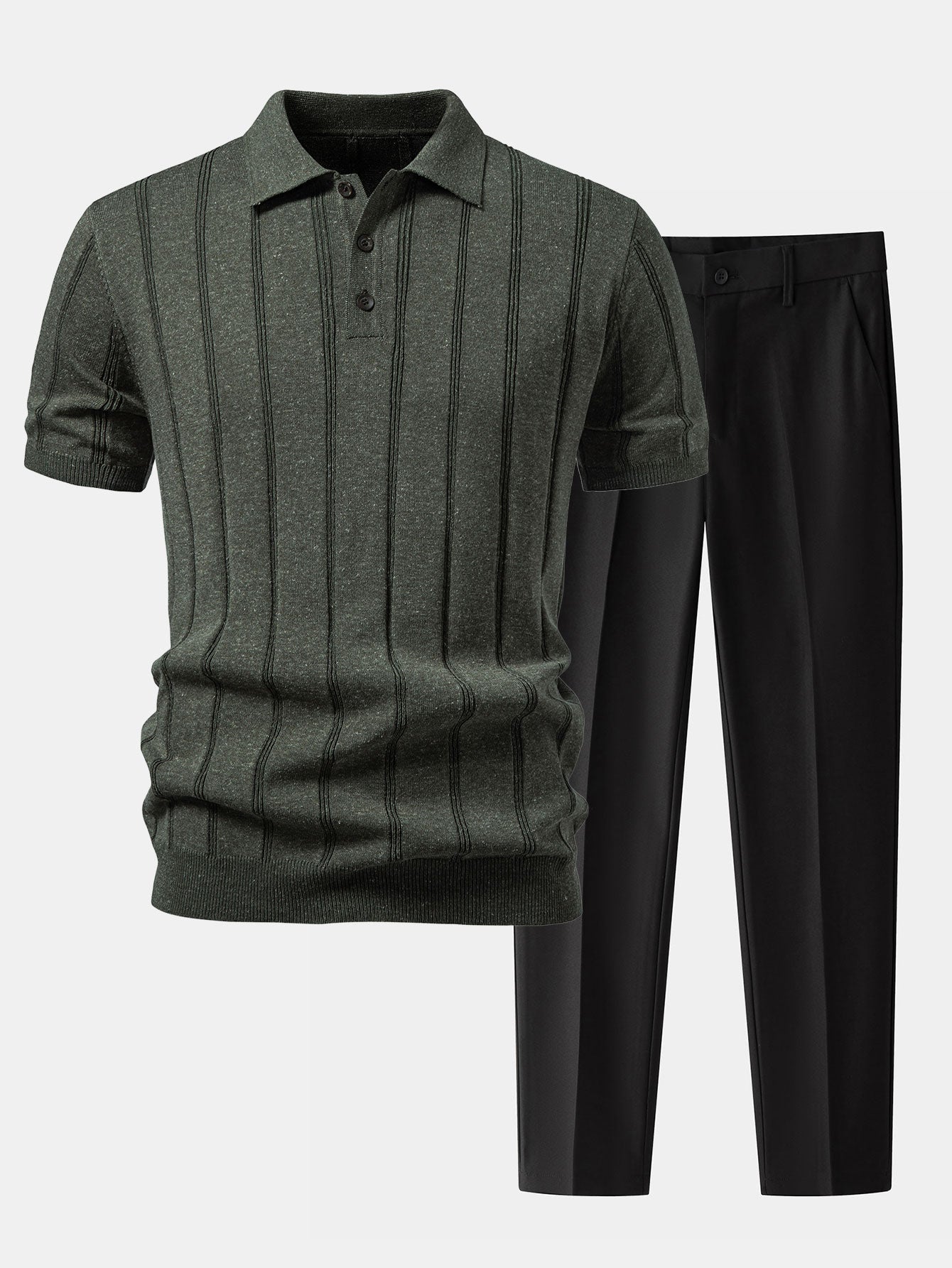Ensemble homme polo en maille et pantalon