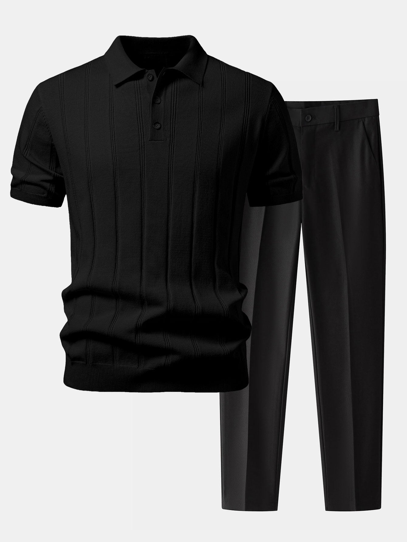 Ensemble homme polo en maille et pantalon