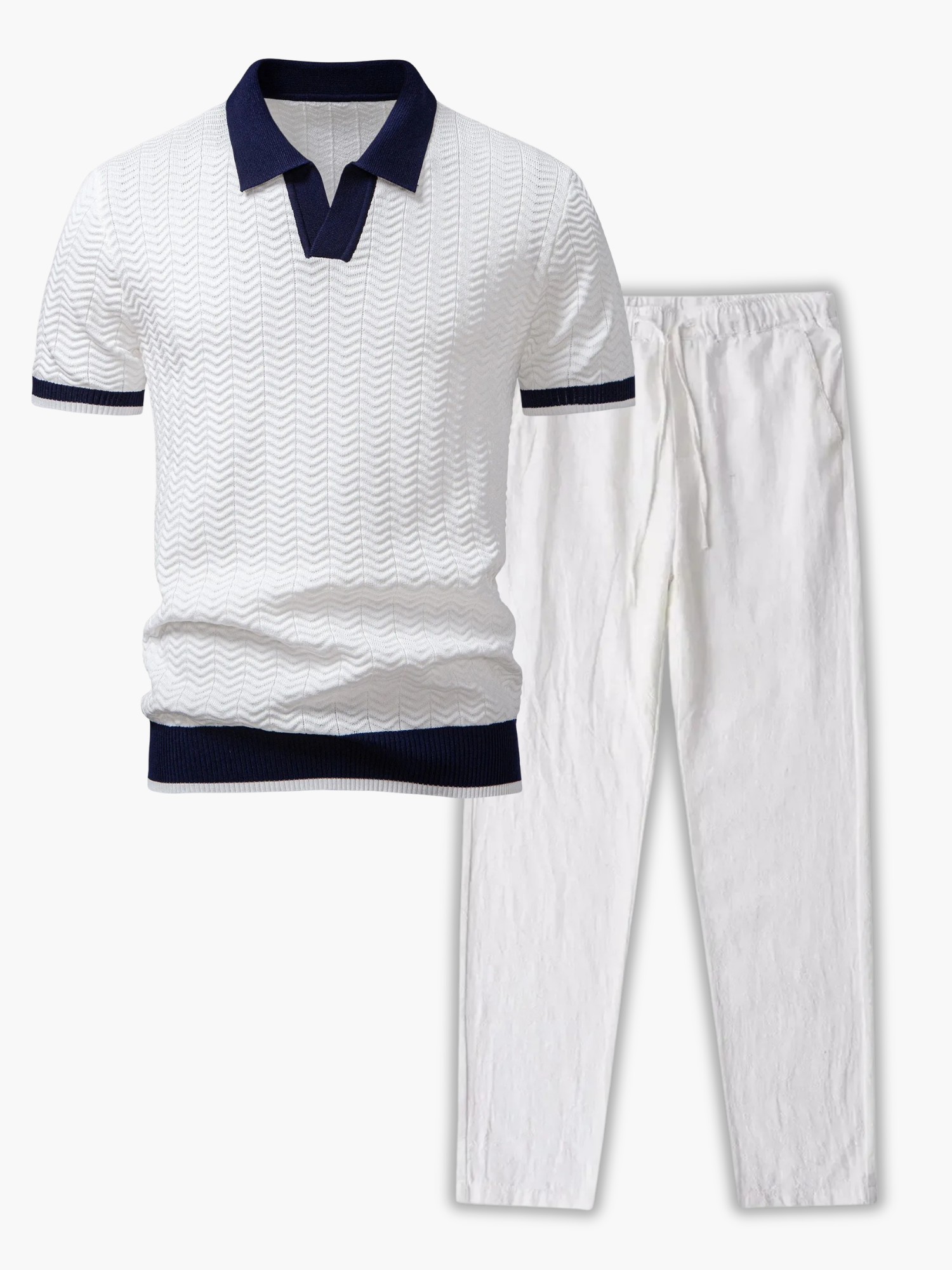 Ensemble homme polo texturé et pantalon