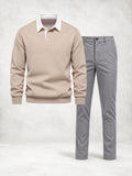 Ensemble homme polo maille manches longues et pantalon