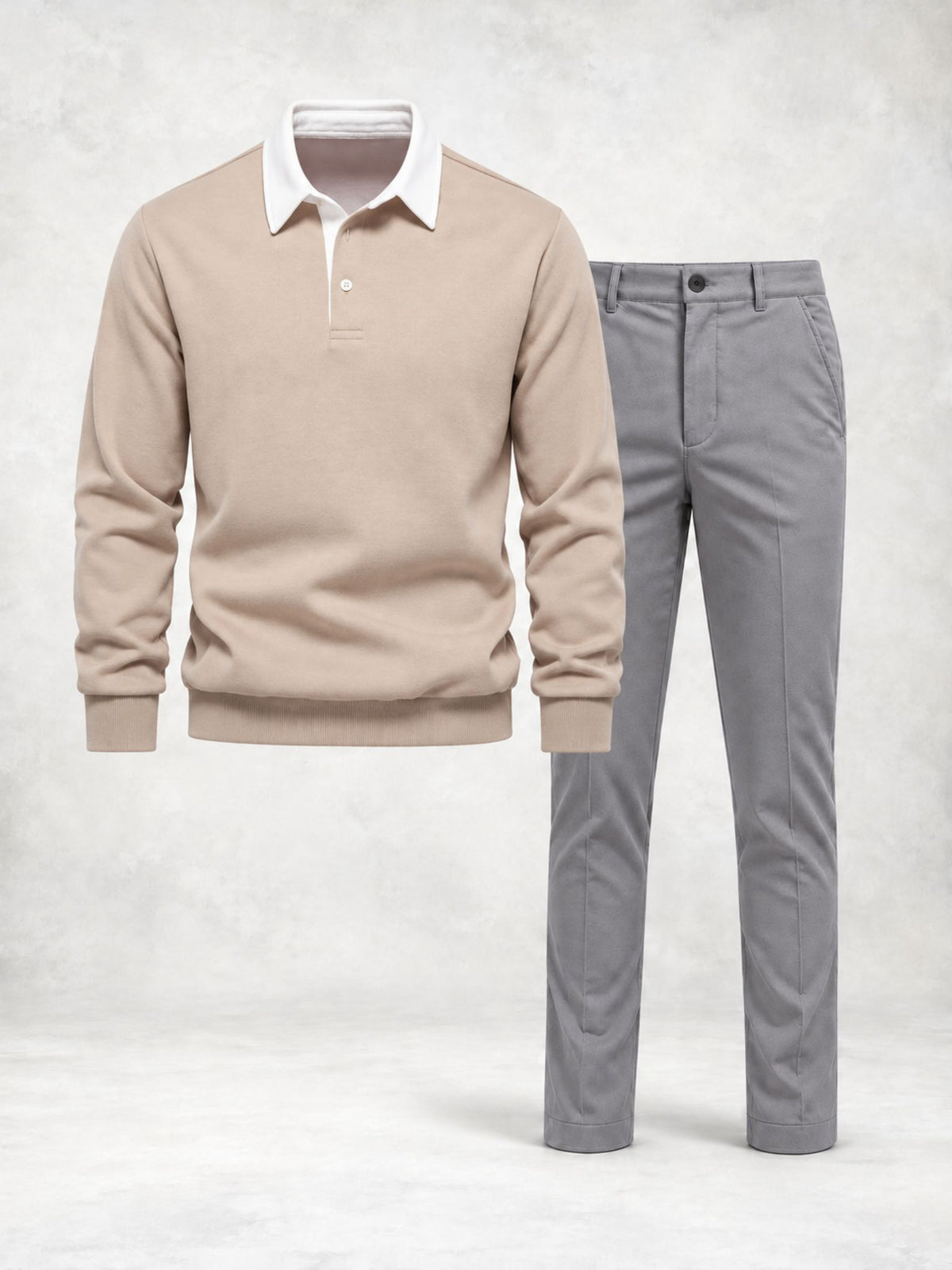 Ensemble homme polo maille manches longues et pantalon