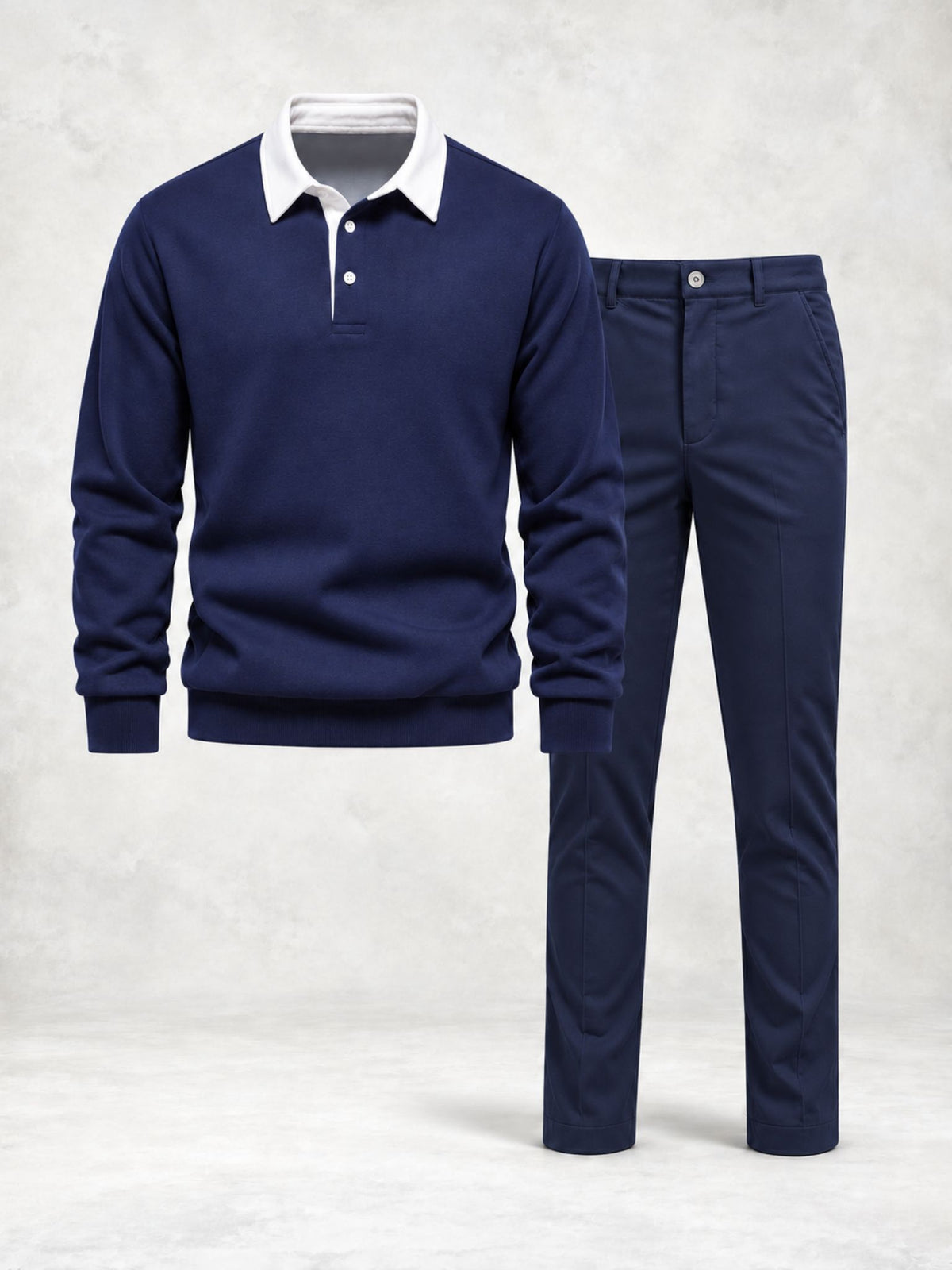 Ensemble homme polo maille manches longues et pantalon