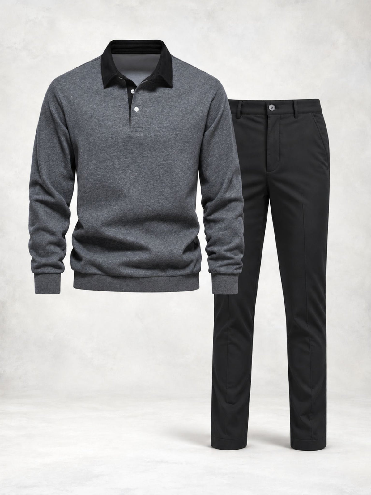 Ensemble homme polo maille manches longues et pantalon