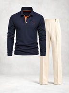 Ensemble homme polo manches longues et pantalon à pinces