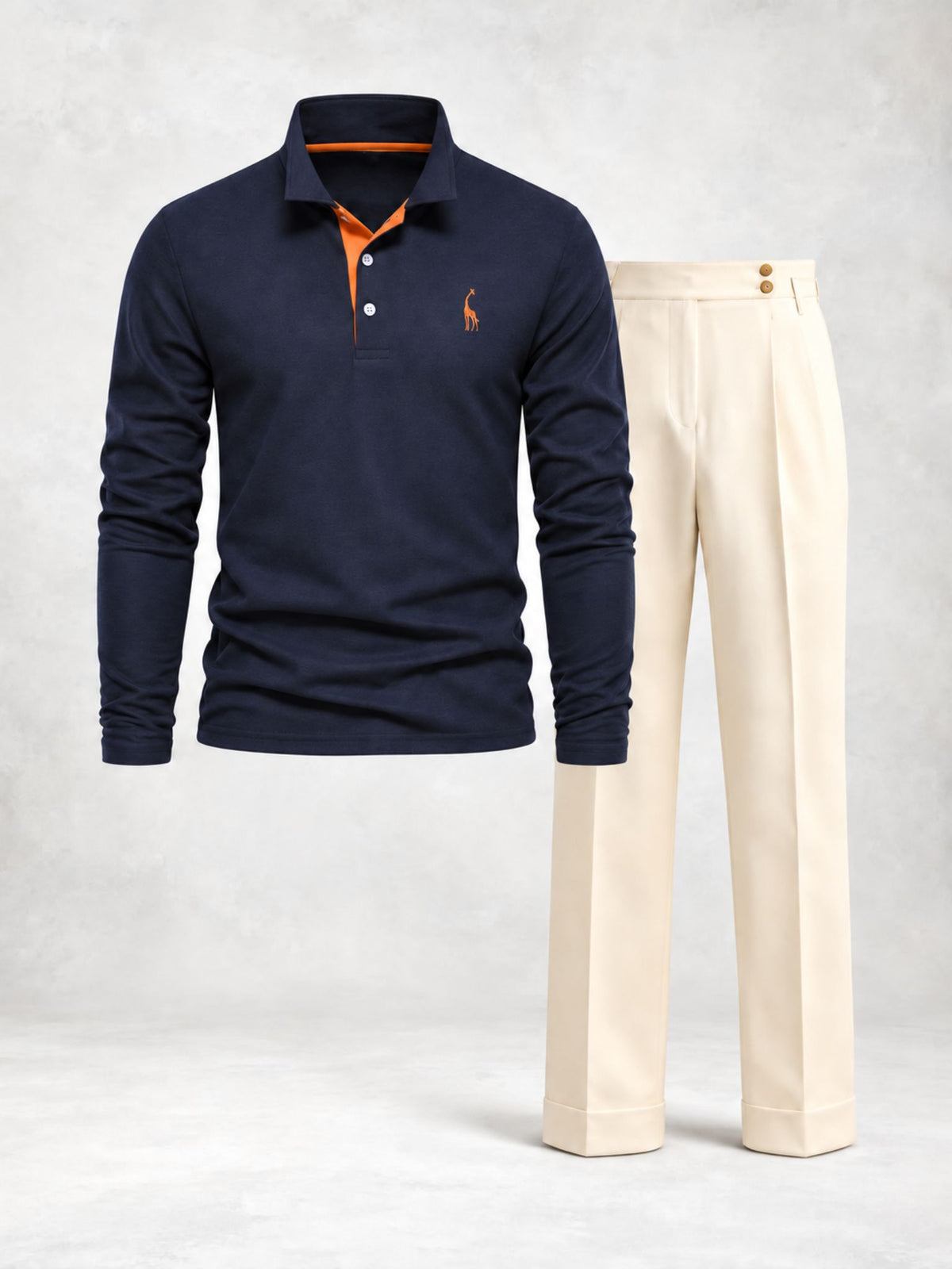 Ensemble homme polo manches longues et pantalon à pinces